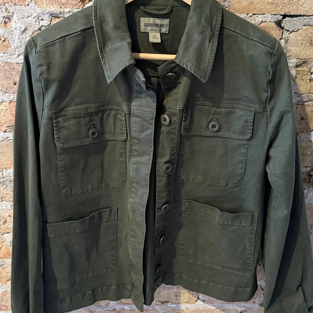 Goodthreads Fatigue Utility Shacket Jacket Green … - image 3